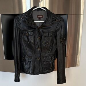 Danier Black Leather Jacket with Button Details